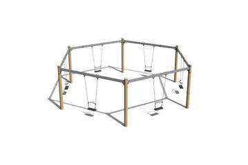 Swing set - hexagonal robinia and steel 6 seats h 2.1m