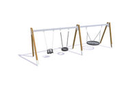 Swing set - bird's nest, tyre and baby A-frame larch and steel h 2.1m