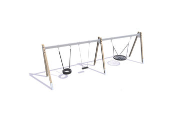 Swing set - bird's nest, classic and tyre A-frame larch and steel h 2.1m