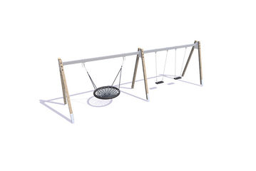 Swing set - bird's nest and two classic A-frame larch and steel h 2.1m