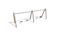 Swing set - two classic, saddle and baby A-frame robinia wood and steel h 2.1m