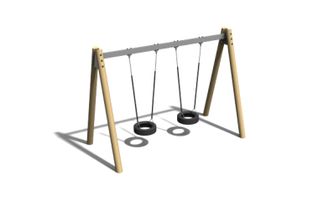 Swing - tire A-frame robinia wood and steel h 2.4m