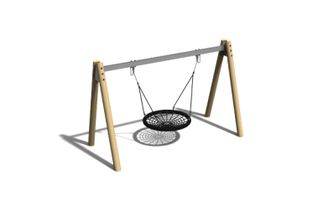 Swing - bird’s nest A-frame robinia wood and steel h 2.1m