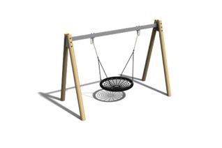 Swing - bird’s nest A-frame robinia wood and steel h 2.4m