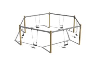 Swing set - pentagonal robinia wood and steel 6 seats h 2.1m