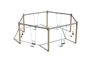 Swing set - hexagonal robinia wood and steel 6 seats h 2.4m