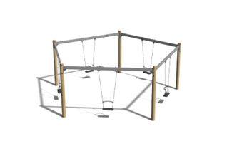 Swing set - pentagonal robinia wood and steel 5 seats h 2.1m